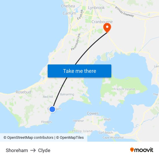 Shoreham to Clyde map