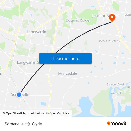 Somerville to Clyde map