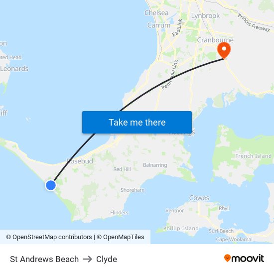 St Andrews Beach to Clyde map