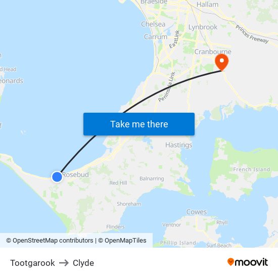 Tootgarook to Clyde map