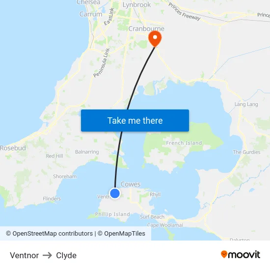 Ventnor to Clyde map
