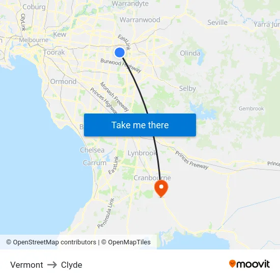 Vermont to Clyde map