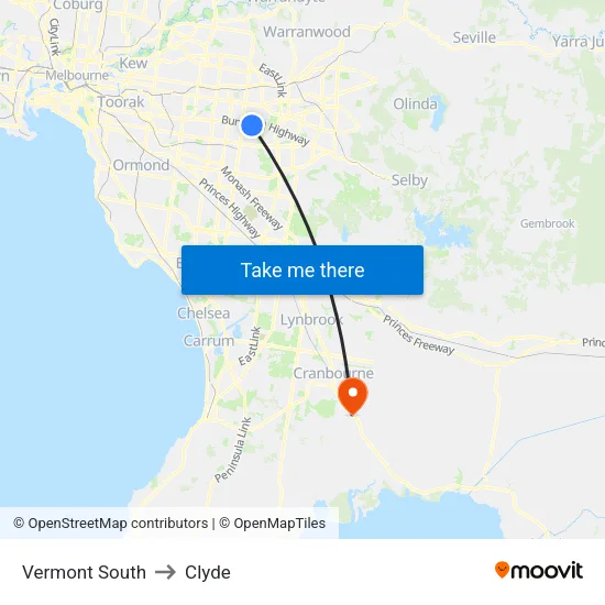 Vermont South to Clyde map