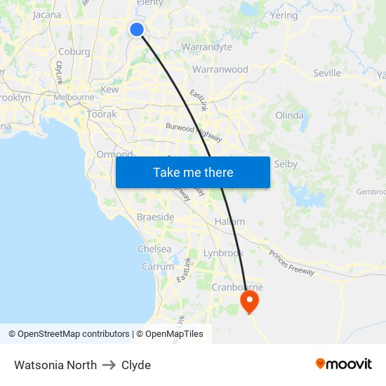 Watsonia North to Clyde map