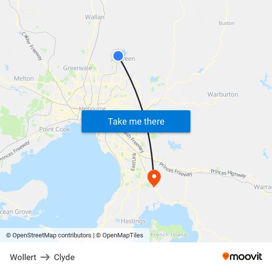 Wollert to Clyde map