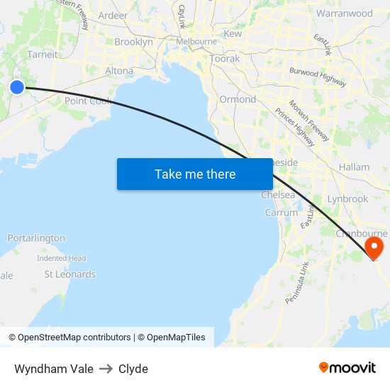 Wyndham Vale to Clyde map