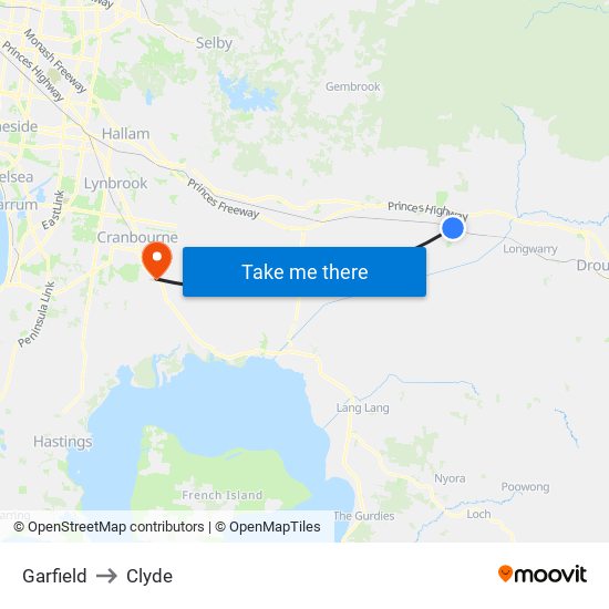 Garfield to Clyde map