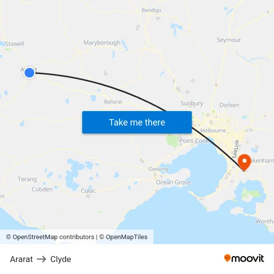 Ararat to Clyde map
