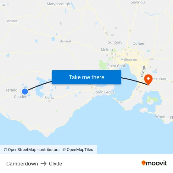 Camperdown to Clyde map