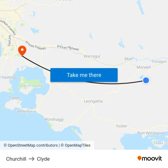 Churchill to Clyde map