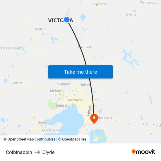 Colbinabbin to Clyde map
