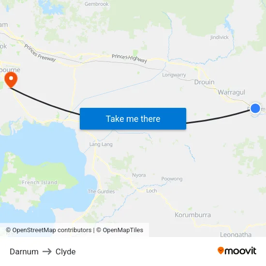 Darnum to Clyde map