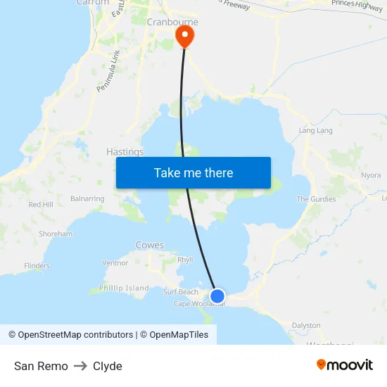 San Remo to Clyde map