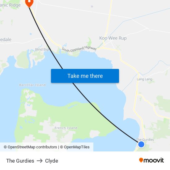 The Gurdies to Clyde map