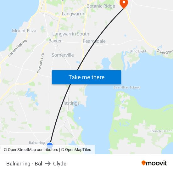 Balnarring - Bal to Clyde map