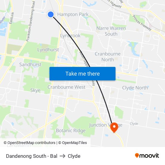 Dandenong South - Bal to Clyde map