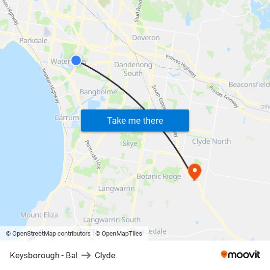 Keysborough - Bal to Clyde map