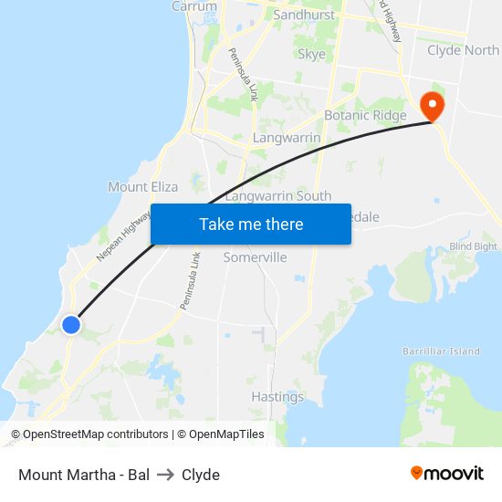 Mount Martha - Bal to Clyde map