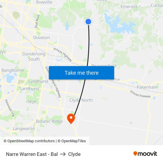 Narre Warren East - Bal to Clyde map