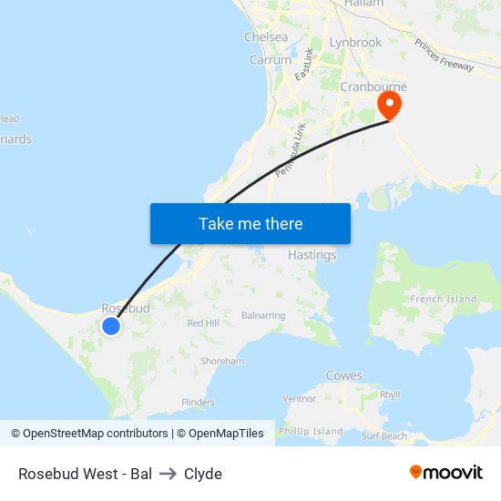 Rosebud West - Bal to Clyde map