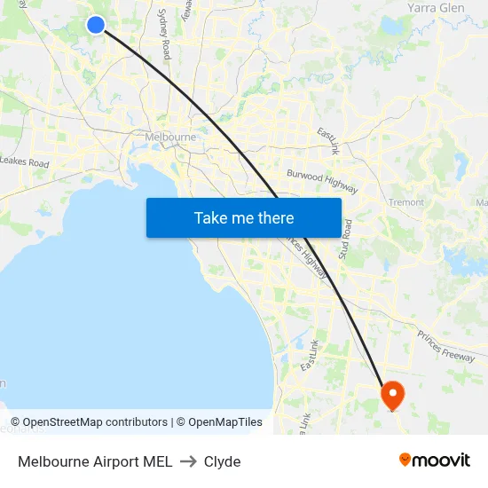 Melbourne Airport MEL to Clyde map