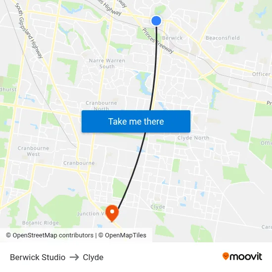Berwick Studio to Clyde map