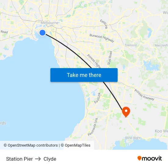 Station Pier to Clyde map