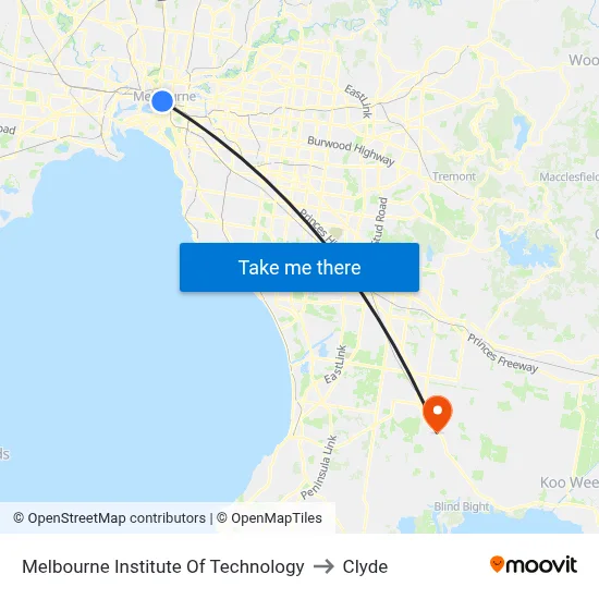 Melbourne Institute Of Technology to Clyde map