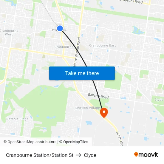 Cranbourne Station/Station St to Clyde map
