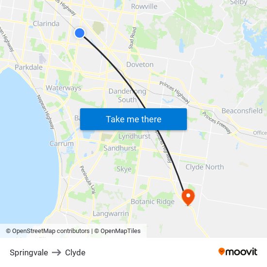 Springvale to Clyde map