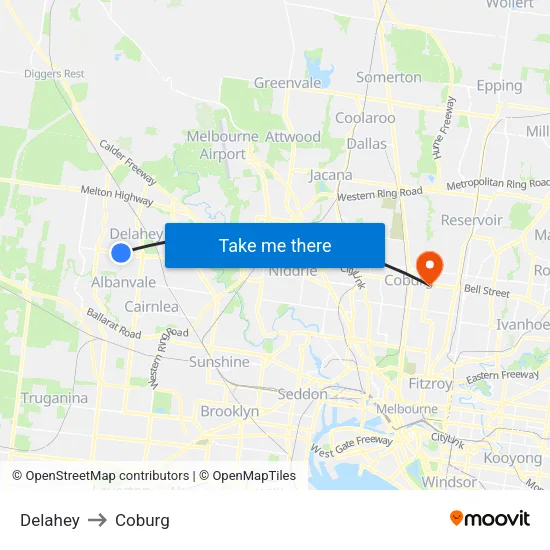 Delahey to Coburg map