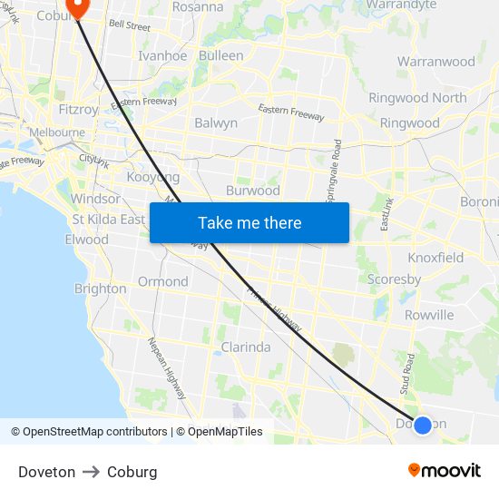 Doveton to Coburg map