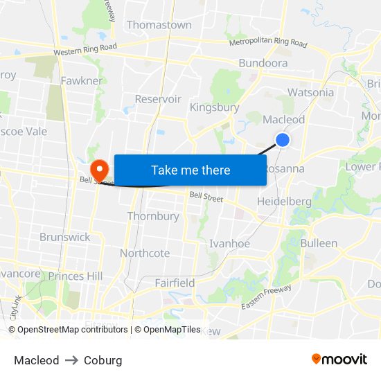 Macleod to Coburg map