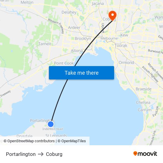 Portarlington to Coburg map