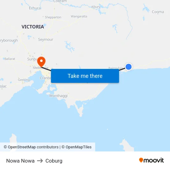 Nowa Nowa to Coburg map