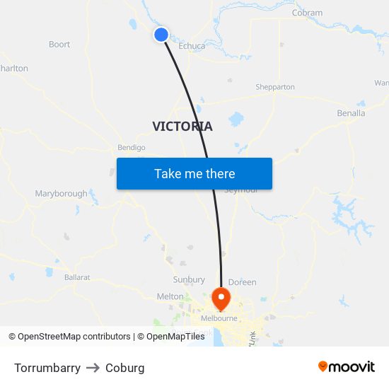 Torrumbarry to Coburg map