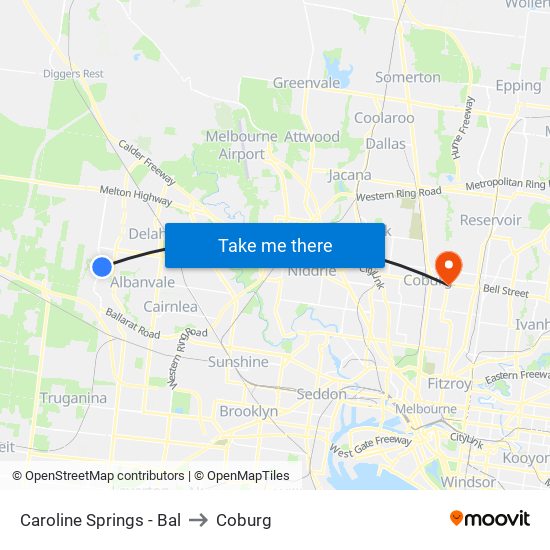 Caroline Springs - Bal to Coburg map