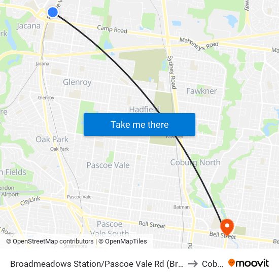 Broadmeadows Station/Pascoe Vale Rd (Broadmeadows) to Coburg map