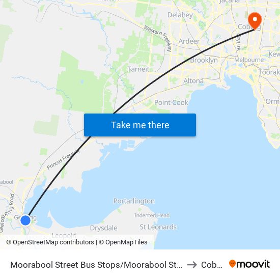 Moorabool Street Bus Stops/Moorabool St (Geelong) to Coburg map