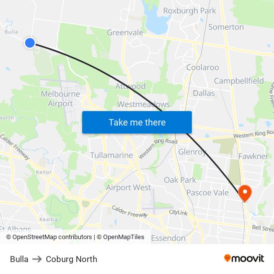 Bulla to Coburg North map