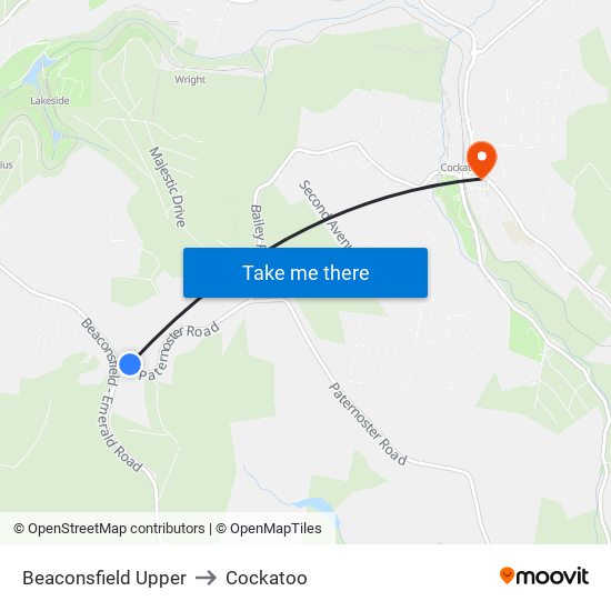 Beaconsfield Upper to Cockatoo map