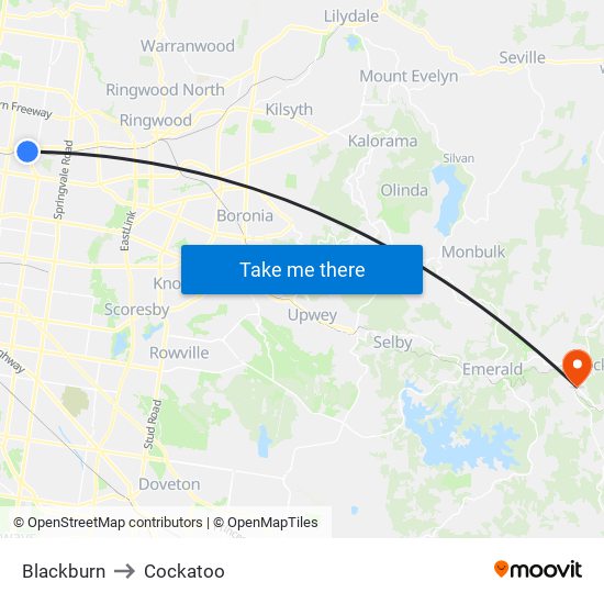 Blackburn to Cockatoo map