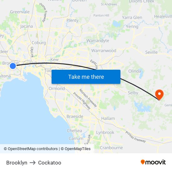 Brooklyn to Cockatoo map
