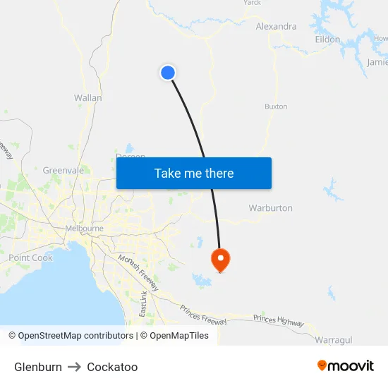 Glenburn to Cockatoo map