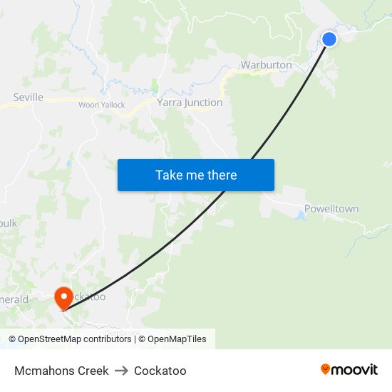 Mcmahons Creek to Cockatoo map