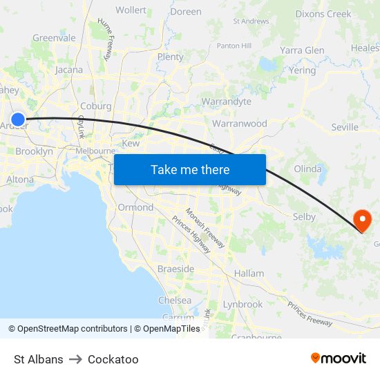 St Albans to Cockatoo map