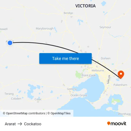 Ararat to Cockatoo map