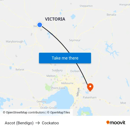 Ascot (Bendigo) to Cockatoo map