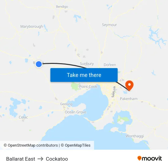 Ballarat East to Cockatoo map
