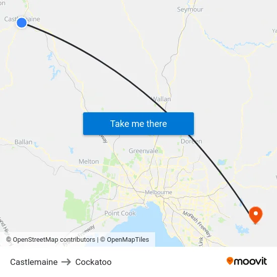 Castlemaine to Cockatoo map